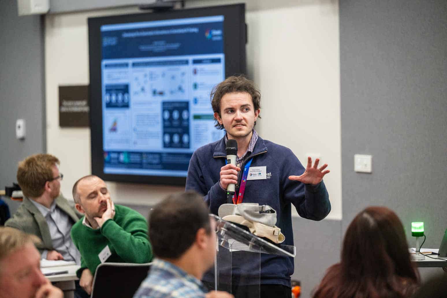 Tobias Froehlich (DiveIn PGR - Cohort 1) presenting his research poster at the Annual Industry Showcase 2025