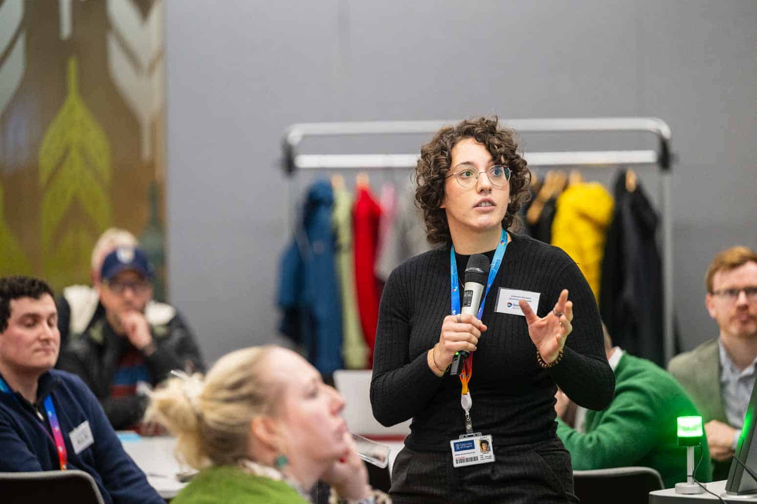 Antonella Marsella (DiveIn PGR - Cohort 1) presenting her teams challenge discussions at the Annual Industry Showcase 2025